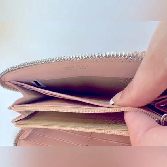 Jimmy Choo Crystal Filipa Star Studded Pink Long Wallet Rare Authentic Choo - Picture 10 of 13